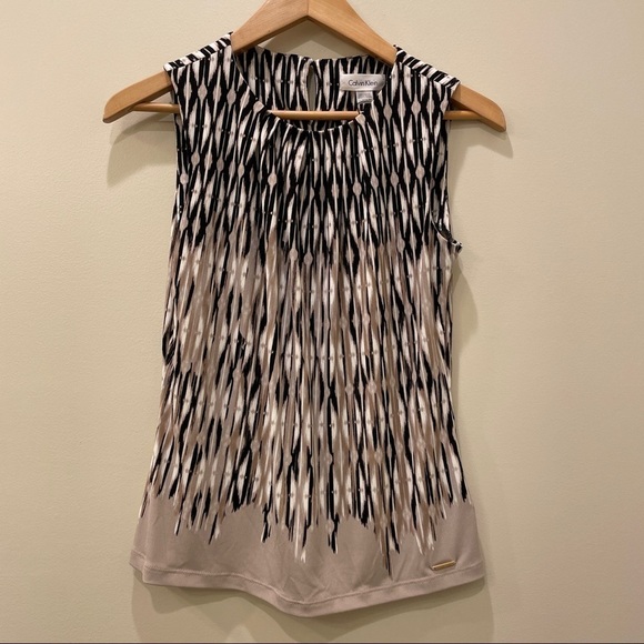 NWT: Calvin Klein Brown Multi Color Tank Top/Blouse - Picture 1 of 9